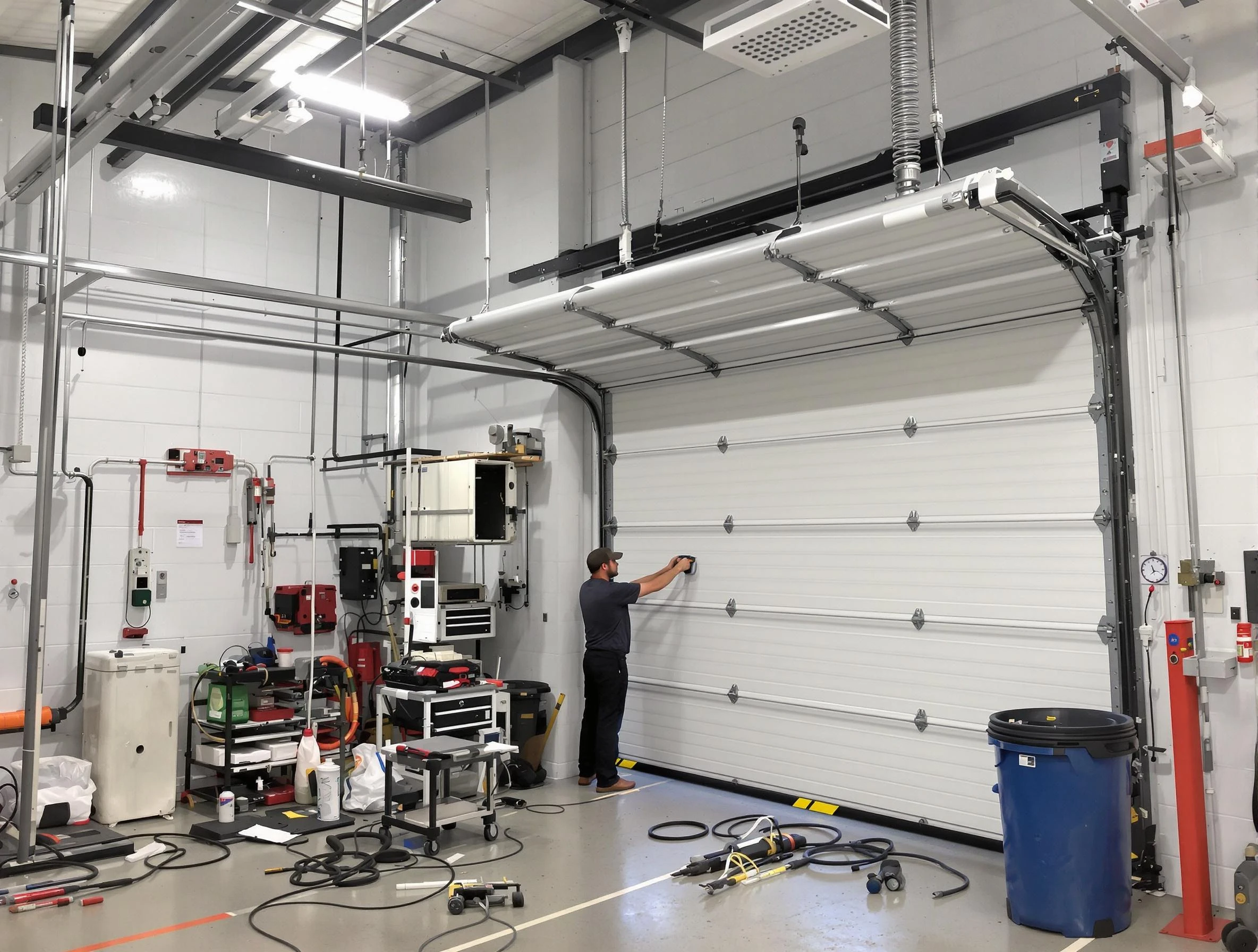 Vero Beach Garage Door Repair certified technician performing commercial door repair at a Vero Beach business facility