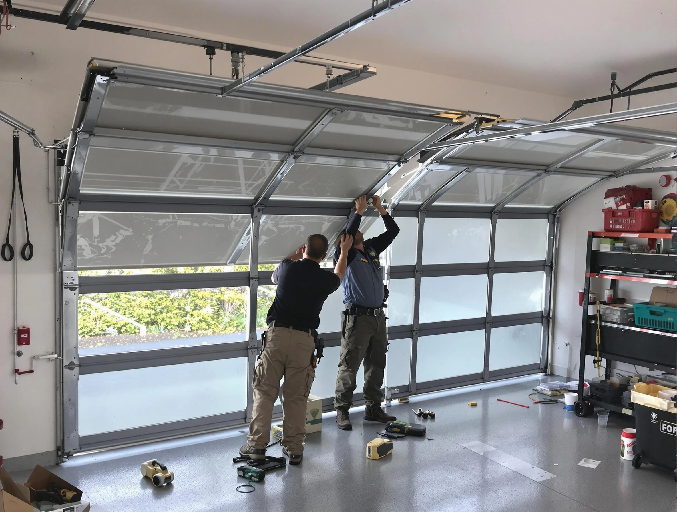 Vero Beach Garage Door Repair expert performing precise panel replacement on Vero Beach garage door