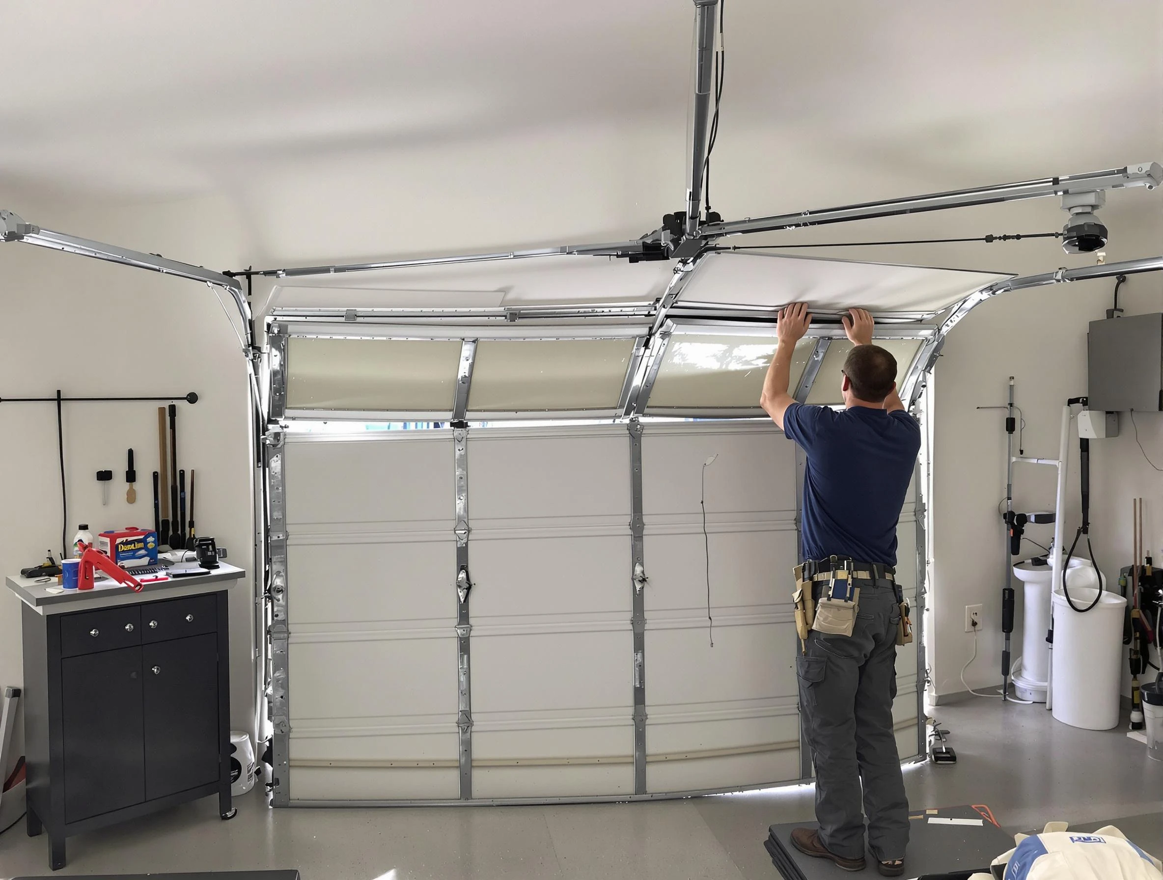 Vero Beach Garage Door Repair specialist performing precise section replacement on Vero Beach garage door